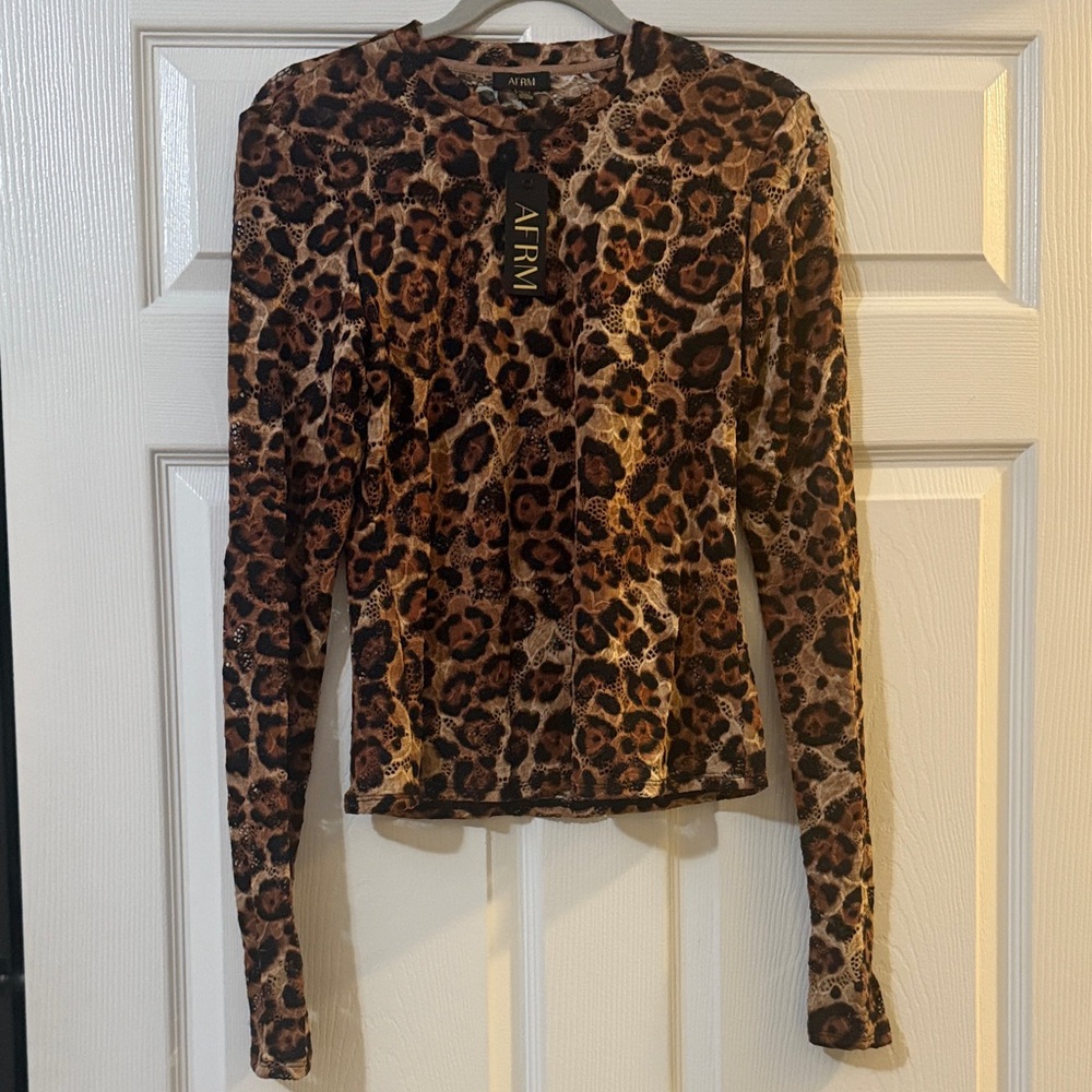 AFRM Women's Brown Leopard Long Sleeve Top